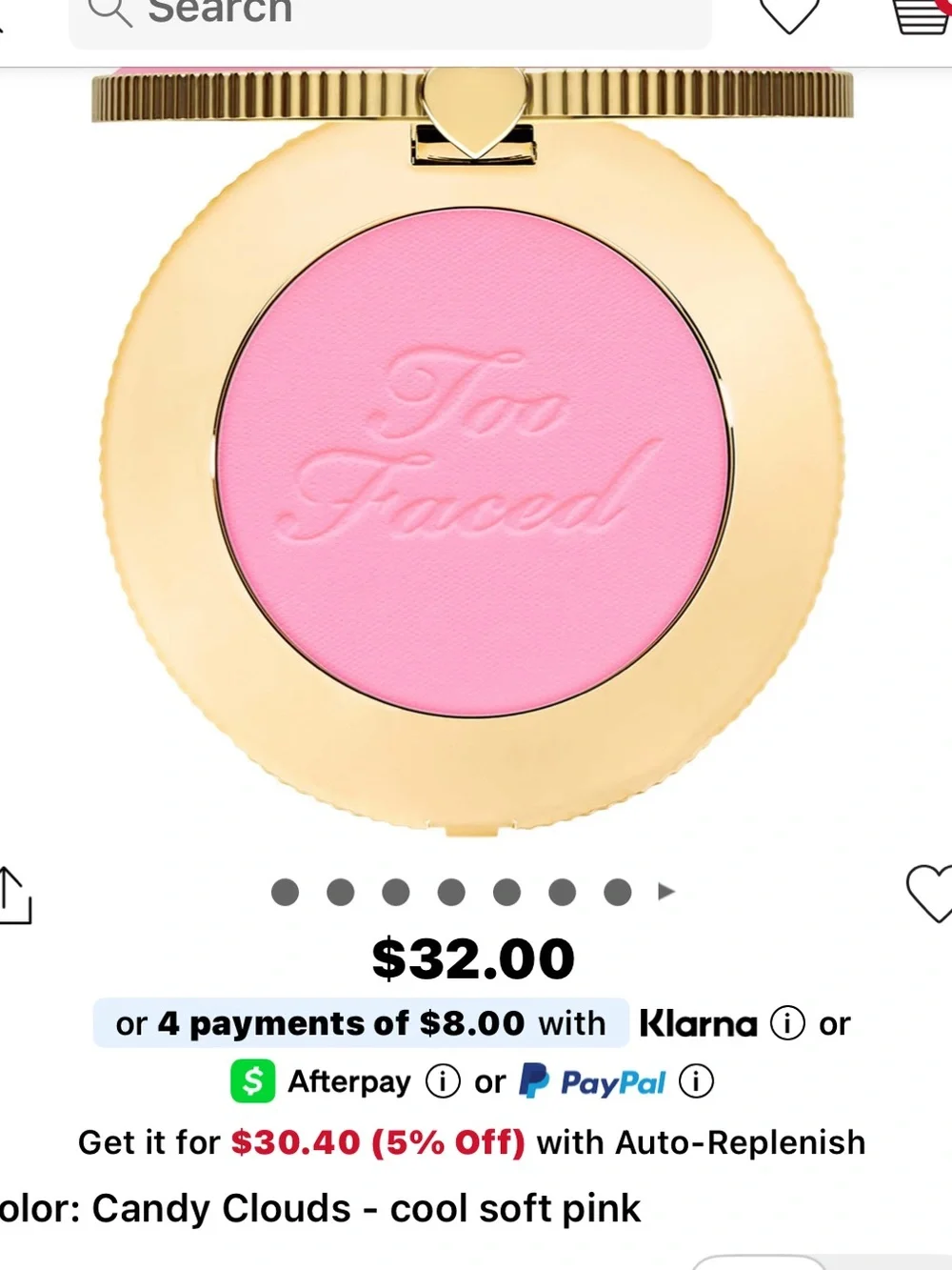 Too Faced Blush - candy clouds cool pink NWT